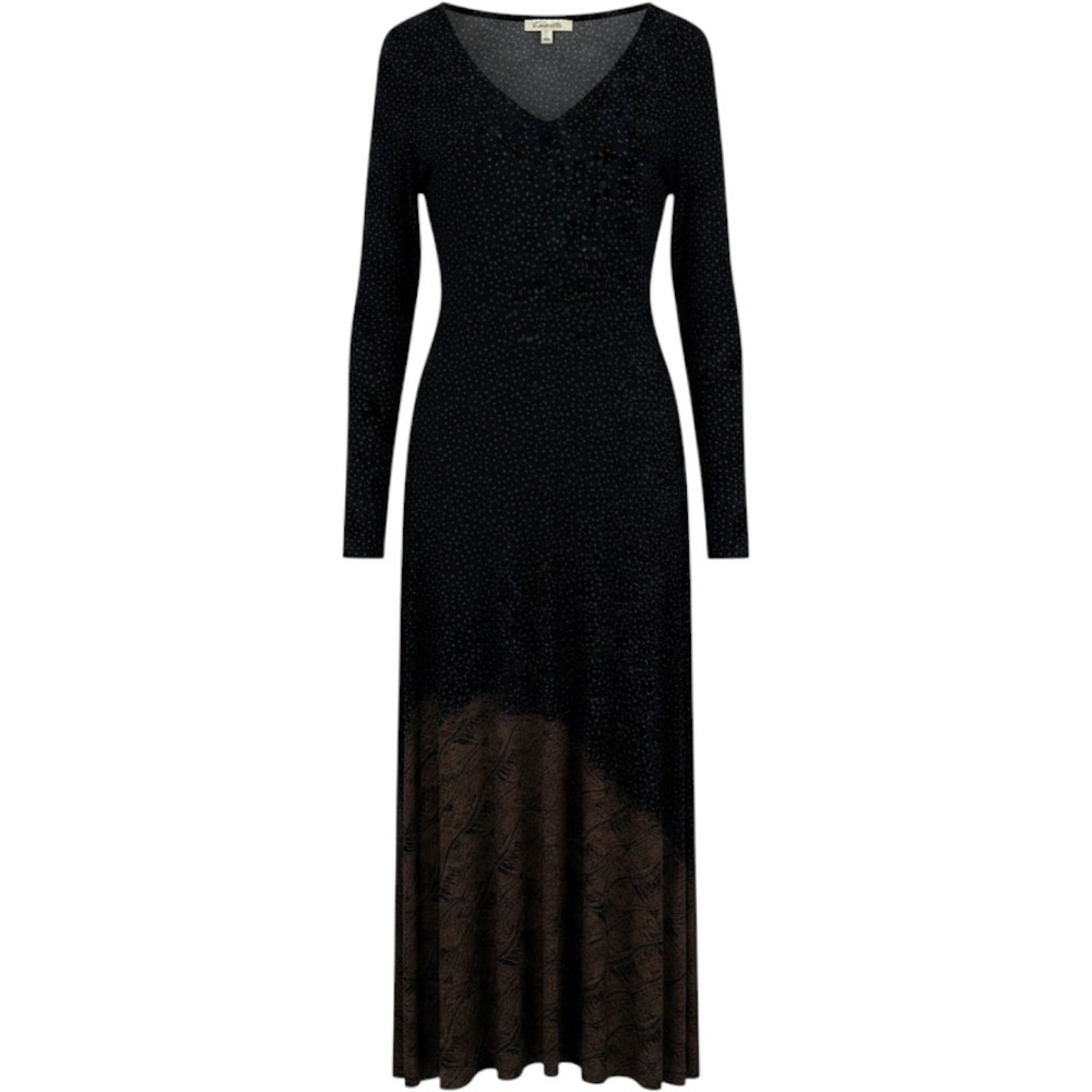 Cleobella Maxi Dress Black Polka Dot Brown Hem Long Sleeve New Designer Women S